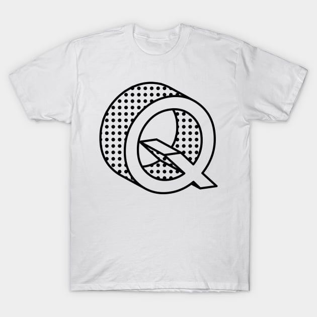 3D Ben Day Dot Isometric Letter Q T-Shirt by murialbezanson